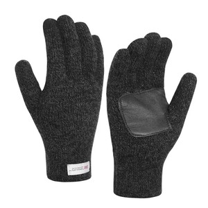 Gants thermiques tricotés chauds d'hiver pour hommes Gants antidérapants pour écran tactile Mitaines 3M <span class=keywords><strong>Gant</strong></span> isolé doublé polaire avec paume en cuir - Product Image 3