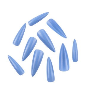 120 faux ongles longs bleus de couleur unie, forme stiletto, à presser, pour salon de manucure - Product Image 6