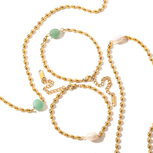 Ins Natural Crystals Healing Stones <strong>Emerald</strong> Stone Necklace Green Aventurine Stone <strong>Beads</strong> Oval Gold Bracelet/Necklace Jewelry Sets - Product Image 2