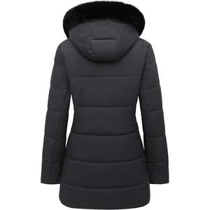 Moerdeng Abrigo acolchado de invierno para mujer, forro polar acolchado, impermeable, con capucha desmontable, parka - Product Image 1