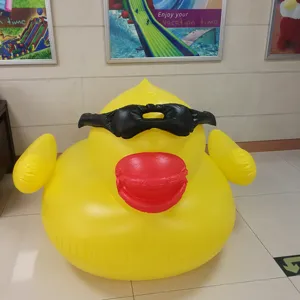 热销黄鸭彩车充气游泳圈儿童游泳池水上玩具