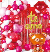 Ensemble de ballons décoratifs sur le thème de la Saint-Valentin espagnole - Ballons en aluminium « Te Amo » (Je t'aime) Joyeuse Saint-Valentin