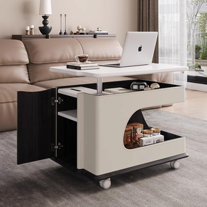 Table d'appoint mobile de style ancien avec roulettes, table basse pliante de haute qualité pour la maison - Product Image 3