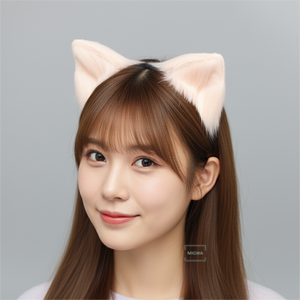 E0050 Bandeau à oreilles d'animaux moelleuses faites à la main - Accessoire pour cheveux réaliste avec oreilles de chat et de renard - Product Image 1