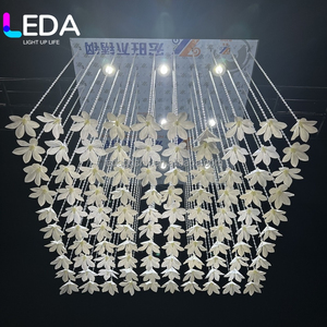 LEDA Luxury Wedding Hall <b>Ceiling</b> Flower Acrylic Crystal Bead Curtains Stage <b>Ceiling</b> Lily Rose Beaded Curtain With Led Light - Product Image 2