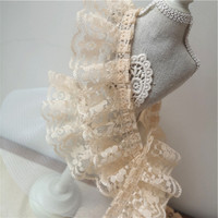 Broderie de fleurs en coton plissé 3d de 5cm de large, plis de dentelle, col de couture, appliques, garniture de robe à volants
