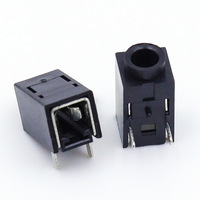 Connecteur audio femelle en cuivre de 2,5 mm pour applications de cartes de circuits imprimés (PCB) d'écouteurs et d'enceintes, fiche droite à deux broches PJ-210A en plastique