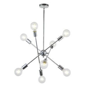 Modern Multi-head Chandelier LED Round Chrome Home <b>Lighting</b> Fixture for Living Room Bedroom <b>Dining</b> Room - Product Image 1