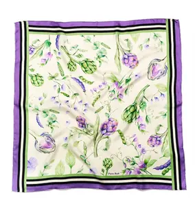 Custom Label colorful Babushka Russian Scarf 60*60cm square satin bandana silk handkerchief