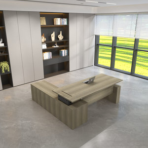 โต๊ะทำงานผู้บริหารรูปตัวแอลแบบปรับระดับความสูงด้วยไฟฟ้า พร้อมที่เก็บของ มอเตอร์คู่ ปรับได้ทั้งแบบนั่งและยืน เหมาะสำหรับผู้บริหาร - Product Image 3