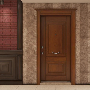 Ensemble de porte d'entrée en bois de noyer de style chinois SFA-088, fonctionnement manuel extérieur, décoration complète de la porte - Product Image 1
