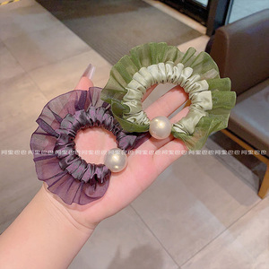 Nouvel <span class=keywords><strong>accessoire</strong></span> haut de gamme <span class=keywords><strong>pour</strong></span> femme : Grand élastique à cheveux fait main avec dentelle perlée ronde, style féerique, élégant, <span class=keywords><strong>pour</strong></span> <span class=keywords><strong>chignon</strong></span> <span class=keywords><strong>bas</strong></span>, usage quotidien - Product Image 2