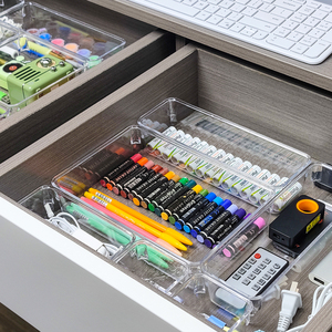 13pcs thân thiện với môi nhựa ngăn kéo tổ chức rõ ràng trang điểm Vanity lưu trữ Thùng nhà bếp Khay có thể tháo rời văn phòng ngăn kéo ngăn - Product Image 5