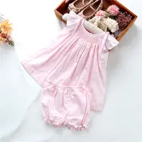 C75015 Set Pakaian Bayi Perempuan Balita Musim Panas 2021 Gaun Smock Buatan Tangan Butik Baju Anak-anak Grosir