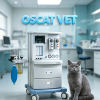 Appareil d'anesthésie vétérinaire professionnel OSCAT avec moniteur patient, ventilateur, vaporisateurs O2 N2O, pour soins intensifs et chirurgie