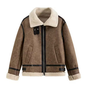 Chaqueta de Cuero con Piel Integrada, Estilo Retro Europeo Americano, Piel de Cordero, Moda de Marca, Chaqueta de Motociclista para Hombre - Product Image 2