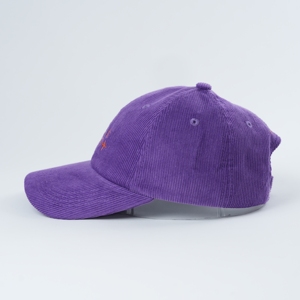 Cappellino da Baseball Viola Non Strutturato Personalizzato di Alta Qualità in Cotone con Logo e Lettere Ricamate in Tessuto Corduroy - Product Image 4