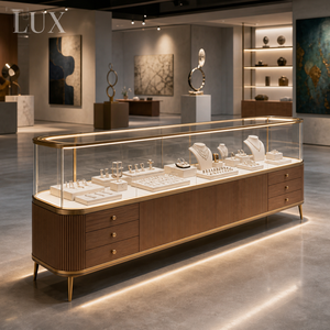 LUX High-End Floor Standing Jewelry Display Cases with LED Lighting and Wooden Drawers for Luxury Showroom Direct Manufacturer - Product Image 4