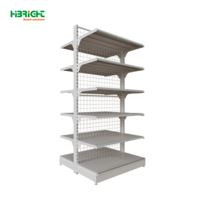 White Mesh <b>Wire</b> Back Adjustable Wall Display Rack For Convenience Retail Shop - Product Image 1