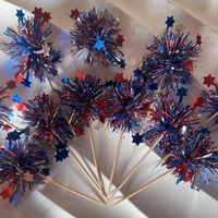 Nouvelle Décoration de Gâteau Fantaisie Colorée Effet Pluie de Fils, Drapeau de Gâteau Effet Pluie de Fils Tendance Ins Star, Décoration de Gâteau d'Anniversaire
