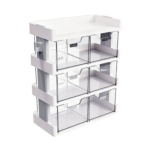 데스크탑 스탠딩형 플라스틱 화장품 수납 랙 4단 멀티 레이어 서랍 디자인 투명 정리함 - Product Image 5