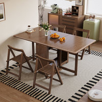 Table à manger pliante en bois massif, table à manger rectangulaire décontractée pour la maison et chaises, table pliante rétractable pour petits espaces