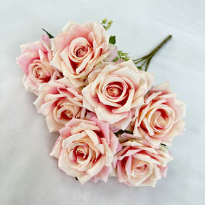 Bouquet de 7 grandes roses artificielles pour amoureux, fausse composition florale pour cérémonie de mariage, décoration florale pour table de salon à la maison - Product Image 6