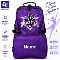 Sac à dos scolaire bleu roi à paillettes pour filles, personnalisable avec le nom du club, détails en cristal, idéal pour la danse, la gymnastique, le cheerleading