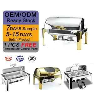 Restaurant Food Warmer Electric 201 Stainless Steel Glass Lid Chafing Chafing Serving Dish Buffet Heater Set