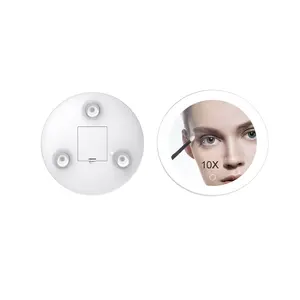Benutzer definiertes Logo Tragbar 2x 3x 10x 15x Vergrößerung Kleine Mini Make-up Led Make-up Saugnapf Spiegel