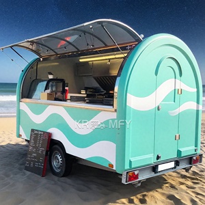 Street Fast Multifunctional Mobile Food <b>Caravan</b> Outdoor Snack Food Vending Kiosk Hotdog Cart Ice Cream Van Coffee Trailer Rust - Product Image 3