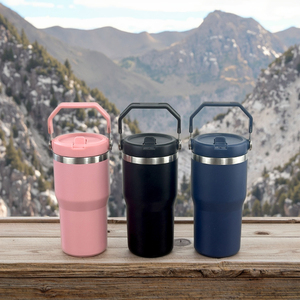 Vaso Térmico Portátil de Acero Inoxidable de 20oz/30oz con Asa, Taza de Viaje, Botella de Agua con Tapa y Pajita Abatible - Product Image 2