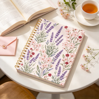 Carnet à spirale floral aquarelle, couverture rigide, journal personnalisé imprimé pour écrire et prendre des notes