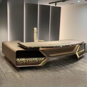 Muebles de Oficina de Diseño de Lujo Ligero, Mesa Ejecutiva de Madera Negra, Escritorio de Oficina de Alta Calidad para Abogado, Gerente o Director - Product Image 2