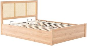 Высококачественная прочная кровать-платформа из массива сосны в современном стиле с элементами из ротанга, размер <span class=keywords><strong>King</strong></span>-Size, 90x200 см - Product Image 5