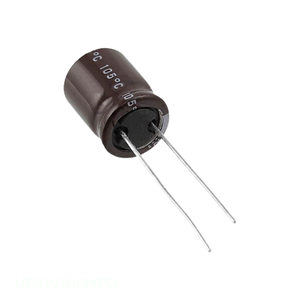 Condensador de canal del fabricante 10 uF CAP ALUM 10UF 20% 35V RADIAL TH UPX1V100MPD de montaje a través de orificio - Product Image 1