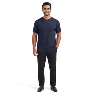 High Quality Fashionable 100% Cotton Men's Regular Fit O-Neck Short Sleeve T-Shirts Front Logo Quick Dry & Breathable <b>Low</b> Price - Product Image 1