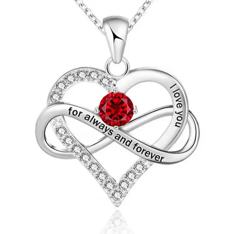 Hot Sale Forever Diamond Schmuck Valentinstag Liebe Herz Birth stone Halsketten für Frau Freundin Mutter