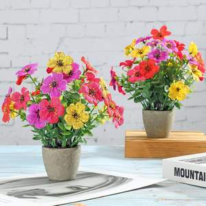 Fleurs artificielles Tournesols en pot en céramique, centre de table floral en fausse soie écologique, verdure rustique en pot style ferme - Product Image 4