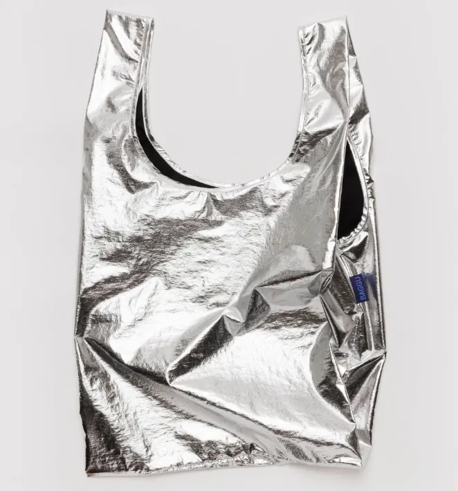 Kunden spezifische Metallic Silber wieder verwendbare recycelbare Tasche Faltbare Einkaufstasche