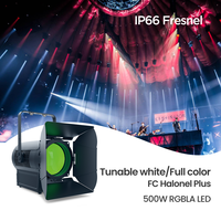 Projecteur Fresnel LED RGBLA 500W Blanc Chaud Ultra Haute Qualité CRI97 R9 17400lm Zoom 8~60 IP66 DMX RDM pour Théâtre et Cinéma