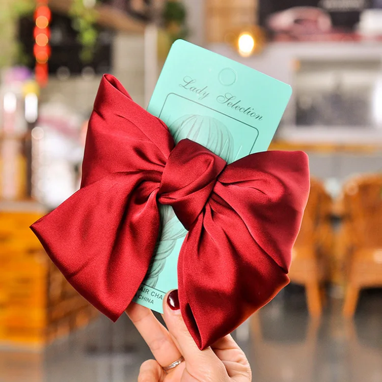 Заколка-пряжка с бантом, шелковая заколка для волос, заколка-бабочка на заказ, заколка для волос, заколка для волос, металлическая Длинная лента, атласная сумка