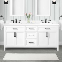 Meuble de Salle de Bain Mural Moderne Populaire de Design Américain, Meuble-Lavabo avec Plan de Toilette en Marbre