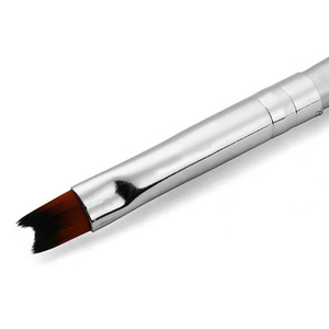 Pinceau à gel pour nail art français demi-lune classique, manche métallique, virole sertie, en nylon, pour peinture au gel UV - Product Image 3