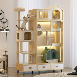 Villa en bois pour plusieurs chats, cage personnalisée, grande maison pour chats d'intérieur à 5 niveaux, perchoir de groupe, réseau, zone de couchage communautaire, mobilier pour animaux de compagnie - Product Image 2