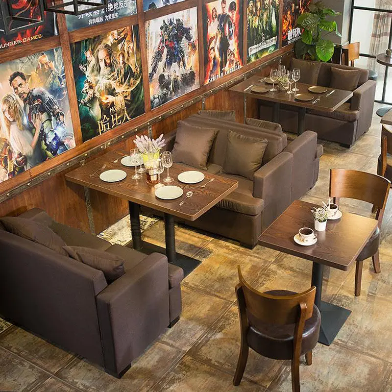 Set Internet selebriti restoran Barat bar kafe hotel toko teh roti meja kayu solid dan kursi kasual ganda Stan sofa
