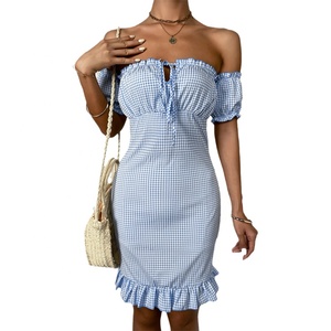 2022 на заказ, оптовая продажа, Новое Женское платье мини в клетку с вырезами - Product Image 3