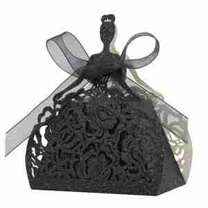 Bride Pattern Chocolate Gift Box Sector Pearl Paper Hollow Out Small Gift Box <b>Wedding</b> Dress Laser Cut Candy Boxes with <b>Ribbons</b> - Product Image 4