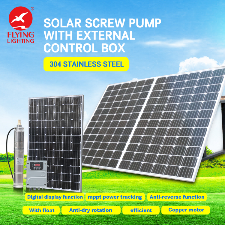 Solar Water Pump Submersible High Efficiency Screw Gear Style 180W 250W 400W 600W 750W Submerged Vertical Deep Well Pump