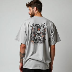 เสื้อยืดคอ300gsm หนาแขน3/4สำหรับผู้ชายผ้าฝ้าย100% โอเวอร์ไซส์ออกแบบโลโก้ได้ตามต้องการ - Product Image 3